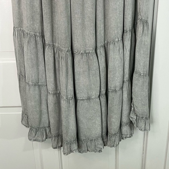 Anandas Boho Tiered Wide Leg Palazzo Pants Size M Grey Festival Beachy Pull On - Picture 10 of 13